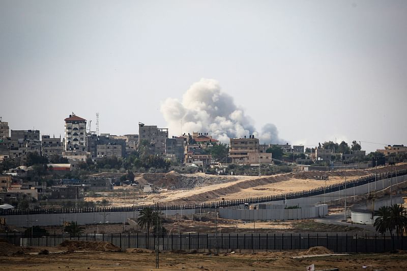 Smoke billows during Israeli strikes in eastern Rafah in the southern Gaza Strip on 13 May, 2024, amid the ongoing conflict between Israel and the Palestinian militant group Hamas