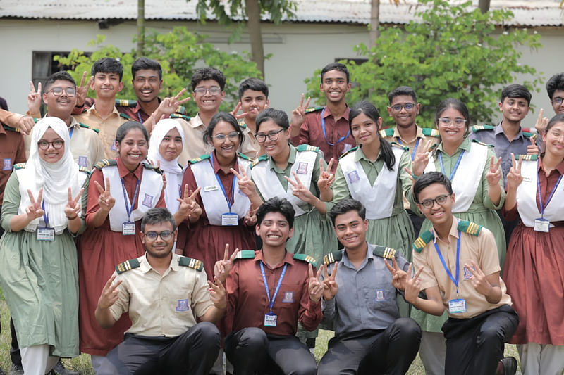 Students of Milestone College celebrate SSC results on 12 May 2024.