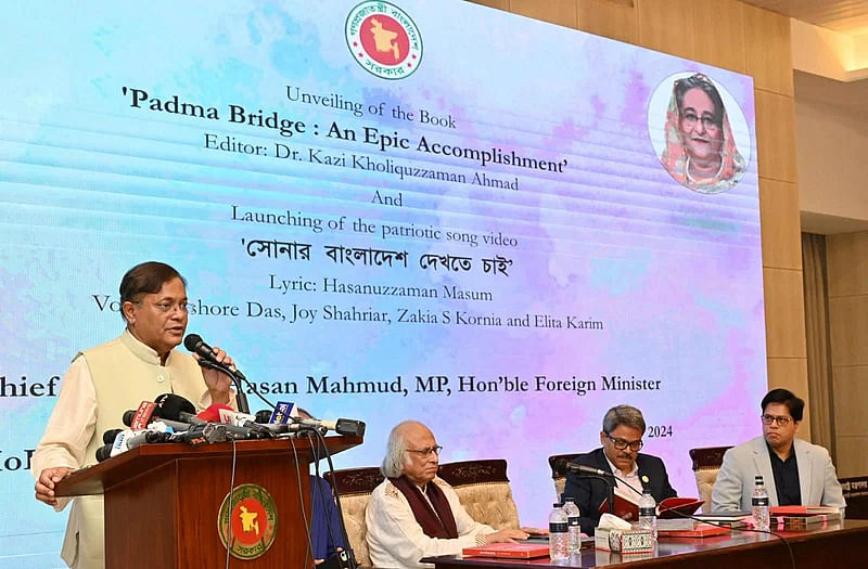 Foreign Minister Hasan Mahmud addresses an event