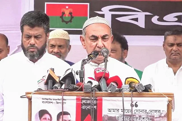 BNP leader Mirza Abbas speaks at a prayer gathering in Dhaka on 31 May, 2024.