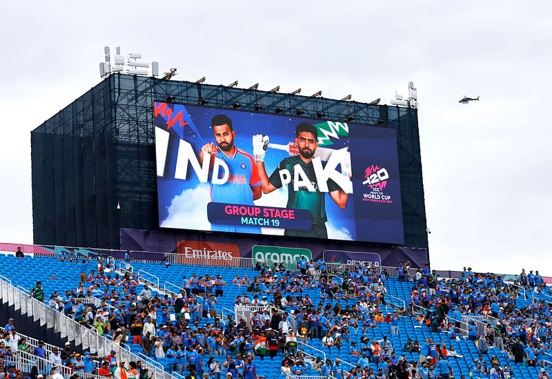 Glimpse of the Group A match between India and Pakistan in the ICC T20 World Cup 2024, at Nassau County International Cricket Stadium in New York on 9 June, 2024