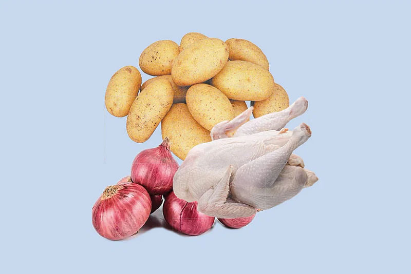 Onion, potato and chicken