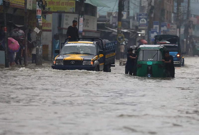 Incessant rainfalls submerge the Sylhet-Tamabil highway in Shibgaj area of Sylhet on Eid day on on 17 June 2024.