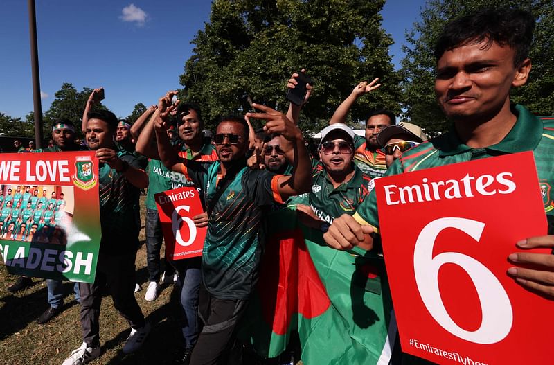 Bangladesh fans enjoy the pre match atmosphere prior to the ICC Men’s T20 Cricket World Cup West Indies & USA 2024 match between South Africa and Bangladesh at Nassau County International Cricket Stadium on 10 June, 2024 in New York, New York