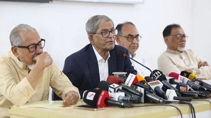 BNP secretary general Mirza Fakhrul Islam Alamgir addresses a media conference on proposed national budget on 9 June, 2024