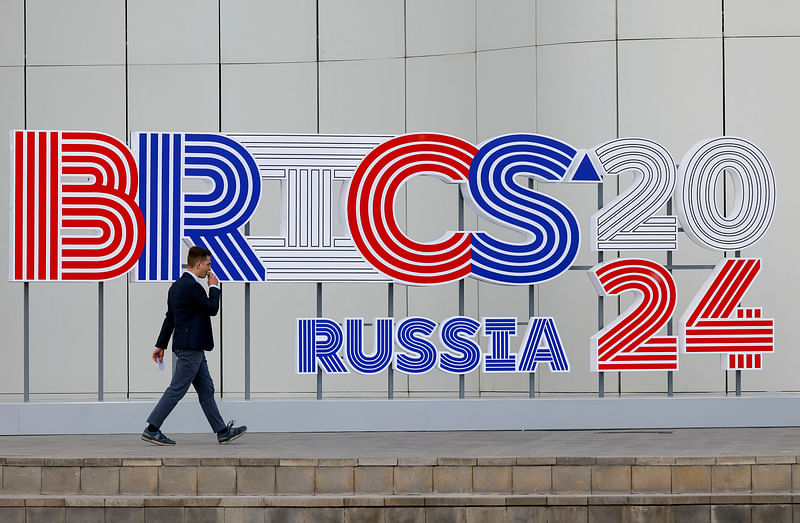 A man walks outside a venue, which will host a meeting of foreign ministers of the BRICS group of nations, in the city of Nizhny Novgorod, Russia on 9 June, 2024