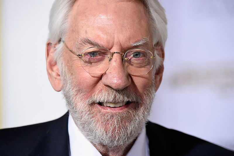 Actor Donald Sutherland attends the premiere of Lionsgate's 'The Hunger Games: Mockingjay - Part 1' at Nokia Theatre LA Live on 17 November, 2014 in Los Angeles, California.