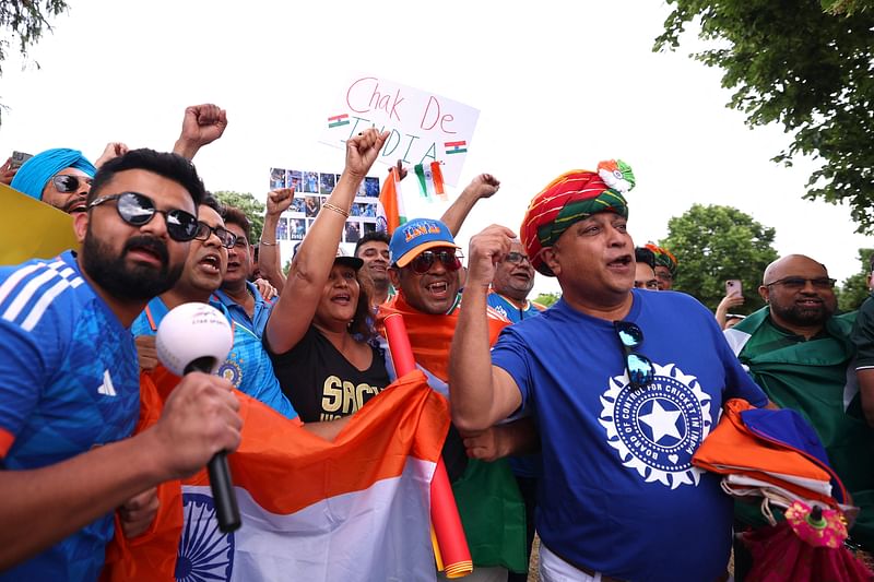 Fans enjoy the pre match atmosphere prior to the ICC Men's T20 Cricket World Cup West Indies & USA 2024 match between India and Pakistan at Nassau County International Cricket Stadium on June 09, 2024 in New York, New York.