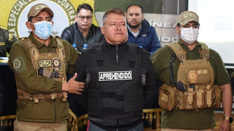 Bolivian General Juan Jose Zuniga is presented following his arrest by the authorities for a coup attempt in La Paz, Bolivia on 26 June, 2024