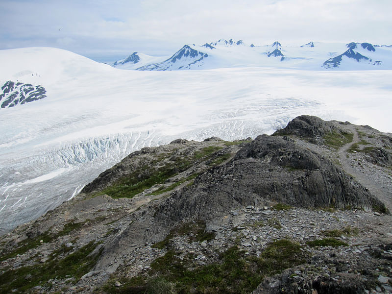 Hikers are seen at Harding Icefield in Kenai Fjords National Park, Alaska, US 15 July, 2017.