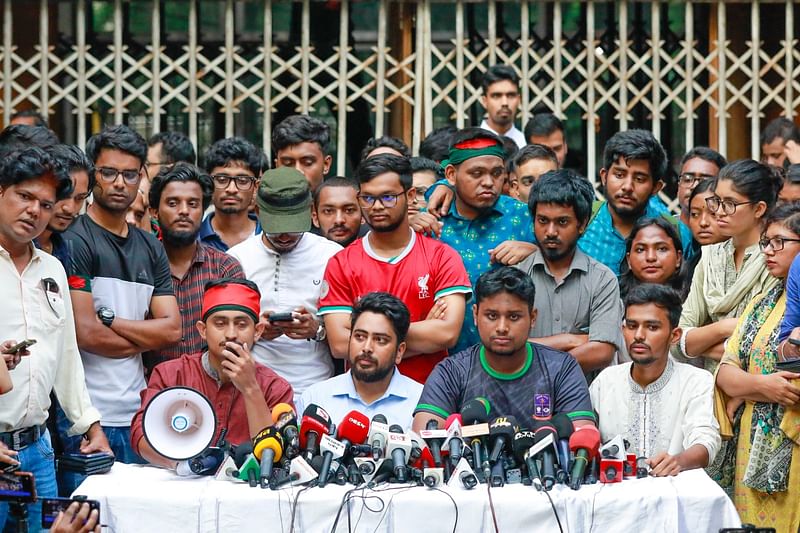 The leaders of ‘anti-discrimination student movement’ rolled out the fresh programmes at a press briefing in front of Dhaka University central library on 13 July