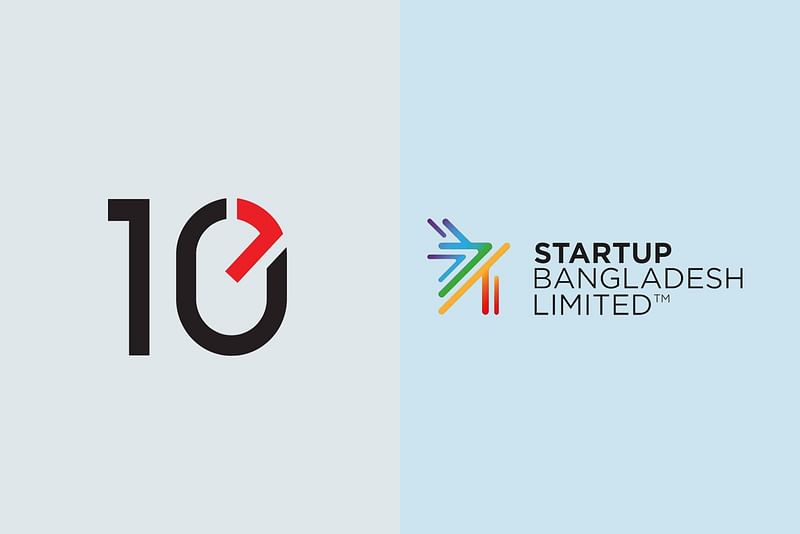 Combination of photos shows logos of 10 Minute School and Startup Bangladesh