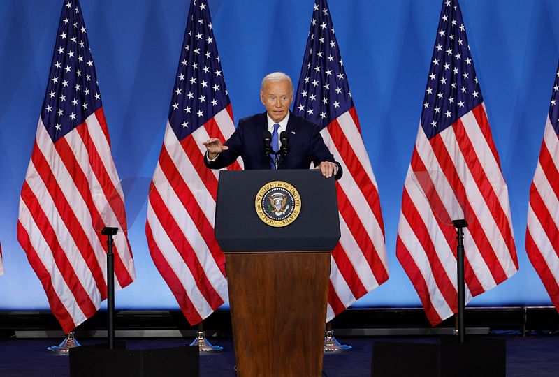 President Joe Biden holds news conference at the 2024 NATO Summit on 11 July, 2024 in Washington