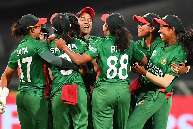 Bangladesh women cricketers celebrate