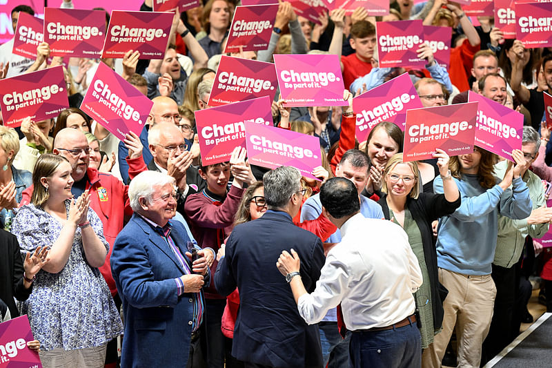 British opposition Labour Party leader Keir Starmer attends a Labour general election campaign event, at Caledonia Gladiators Stadium in East Kilbride, Scotland, Britain July 3, 2024