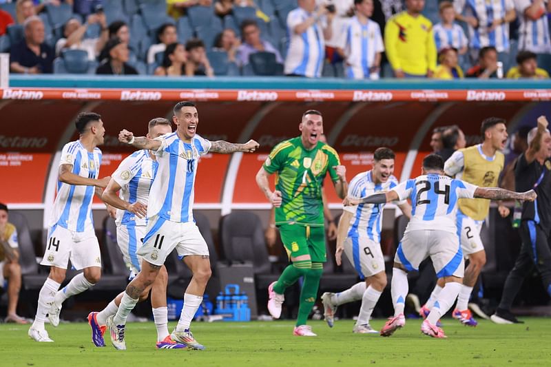 Angel Di Maria of Argentina celebrates the victory after the CONMEBOL Copa America 2024 Final match between Argentina and Colombia at Hard Rock Stadium on July 14, 2024 in Miami Gardens, Florida