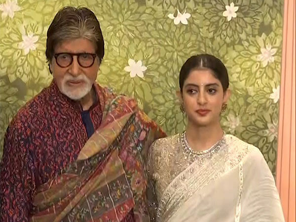 Amitabh Bacchan with his granddaughter Navya Naveli Nanda at the blessings ceremony of Anant Ambani and Radhika Marchant on 13 July 2024.