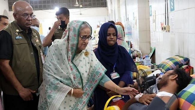 Prime Minister Sheikh Hasina visits Dhaka Medical College Hospital on 26 July 2024