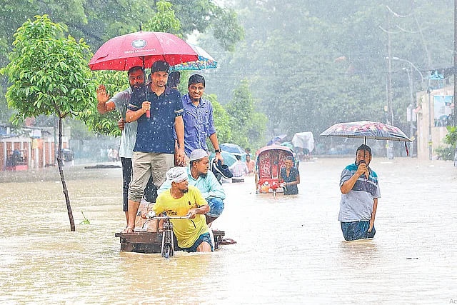 The entire Azimpur area was submerged in waist-high waters all day