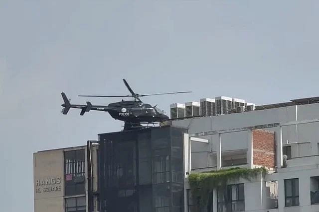 Two helicopters came to rescue the policemen from the Badda area in Dhaka on 18 July, 2024.