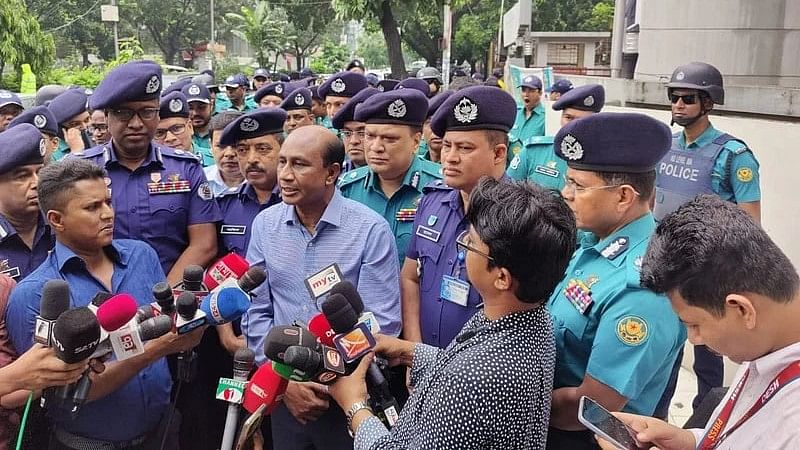 Monirul Islam, Additional inspector general of police and chief of police’s special branch, talks to the media on 1 July 2024