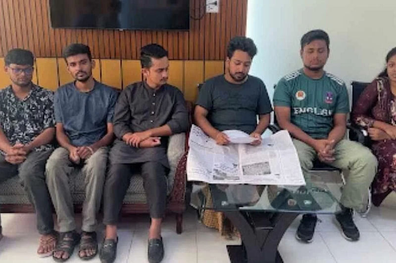 The 6 coordinators of the anti-discrimination students movement in custody of Dhaka Metropolitan Police's Detective Branch (DB)