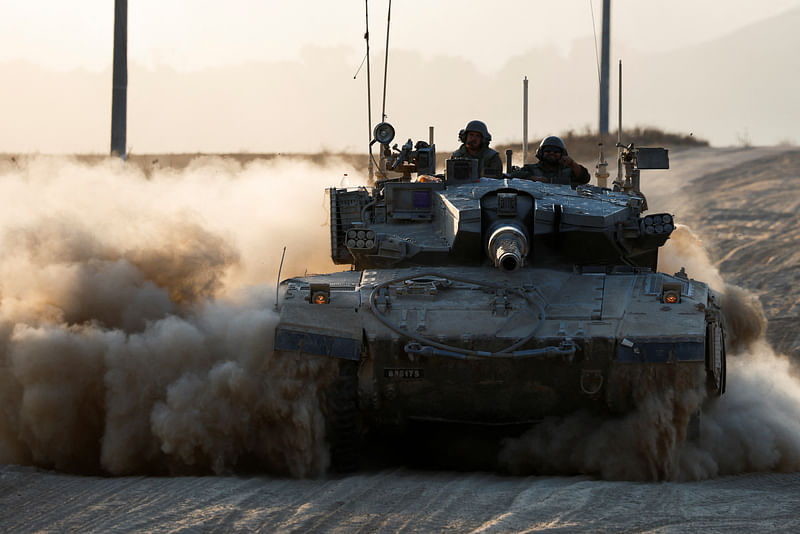 A tank manoeuvres near the Israel-Gaza border, amid the ongoing conflict between Israel and Hamas, in Israel, on 7 August, 2024