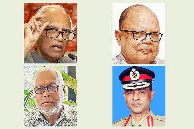 Clockwise: Wahiduddin Mahmud, Ali Imam Mazumder, Fouzul Kabir Khan, and Lt Gen (retd) Jahangir Alam Chowdhury