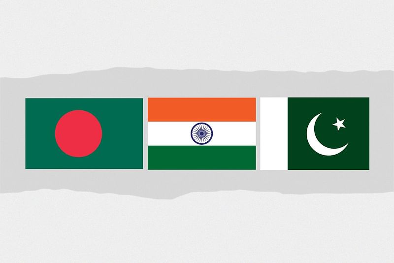 Flags of Bangladesh, India and Pakistan