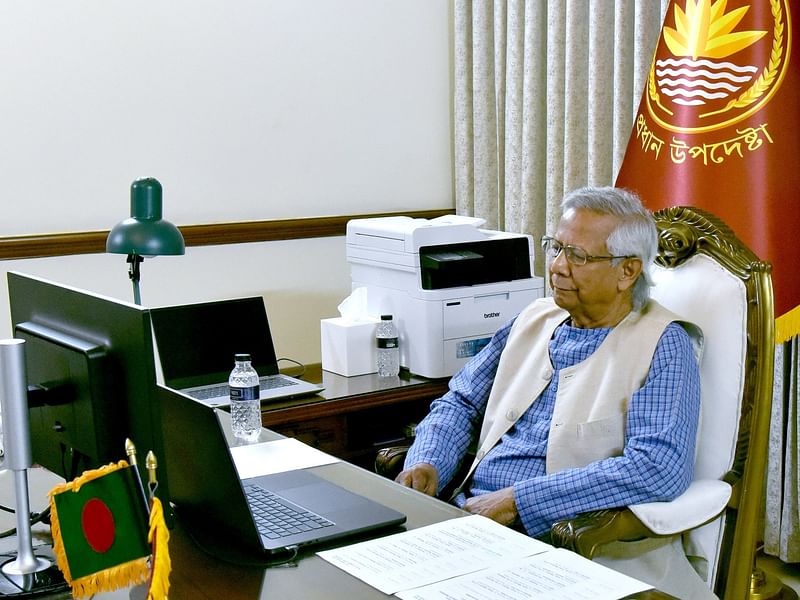 Dr Muhammad Yunus virtually attends the Inaugural Leaders' Session of 3rd Voice of Global South Summit 2024 hosted by India on 17 August.