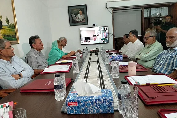 The meeting of the BNP standing committee at the chairperson's office in the capital's Gulshan area at night on 19 August, 2024.