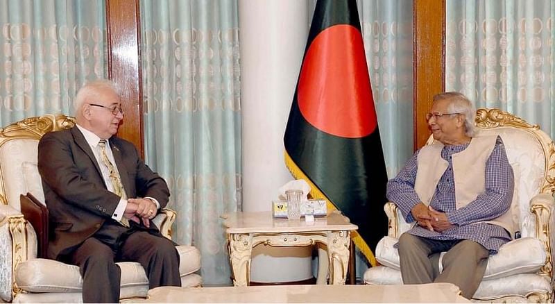 Russian ambassador to Bangladesh Aleksandr Mantytsky called on chief adviser of the interim government, Dr Muhammad Yunus on 27 August 2024.