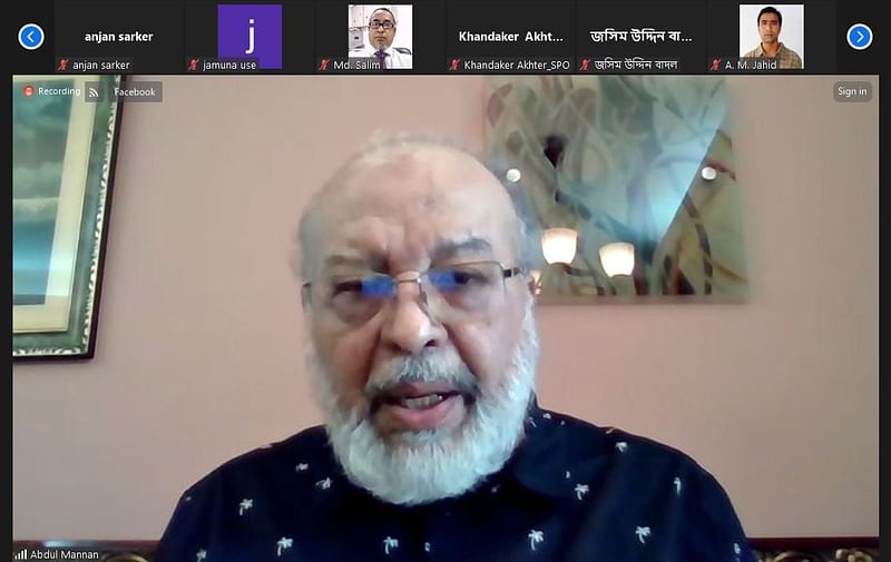 Abdul Mannan, former managing director of private Islami Bank Limited Bangladesh, speaks at a webinar on ‘Abolition of takeover in banking sector: Will adversity go away?’ organised by Forum for Bangladesh Studies on 30 August 2024.