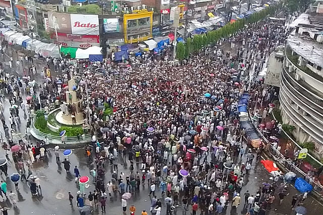 Students demonstrate in the New Market area of Chattogram on 2 August, 2024.