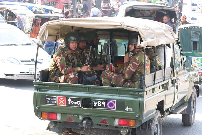 Some members of Bangladesh Army during a patrol