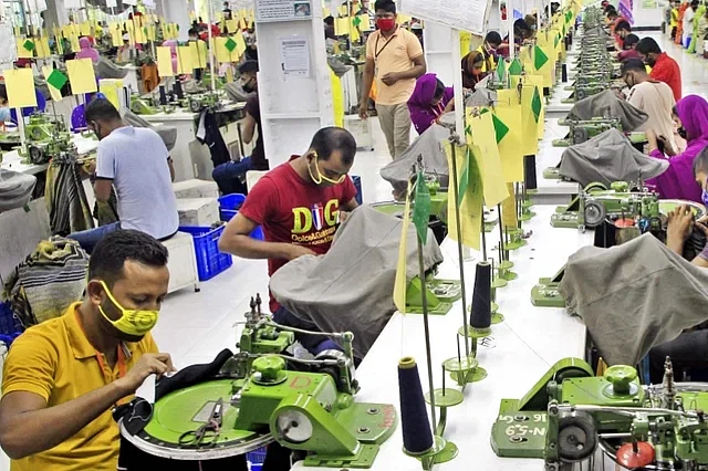 Workers at a readymade garment factory