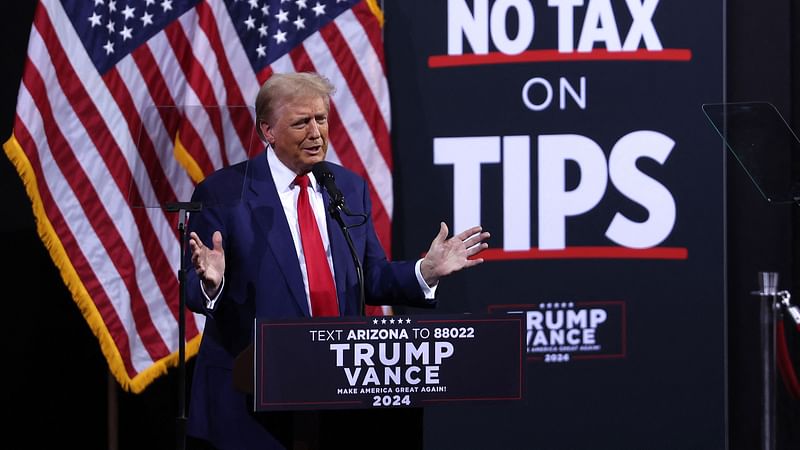 Republican presidential nominee, former U.S. President Donald Trump, speaks during a campaign event at the Linda Ronstadt Music Hall on 12 September, 2024 in Tucson, Arizona