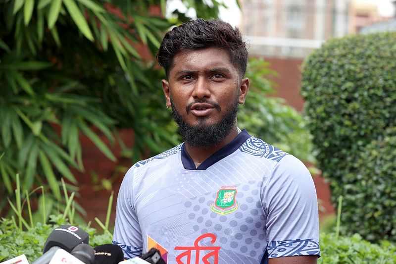 Jaker Ali speaks to journalists at the Sher-e-Bangla National Cricket Stadium, Mirpur in Dhaka on 13 September 2024.