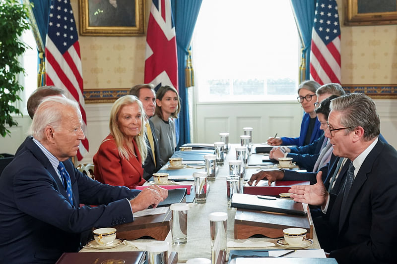 US President Joe Biden meets with Britain's Prime Minister Keir Starmer at the White House in Washington, US, 13 September 2024.