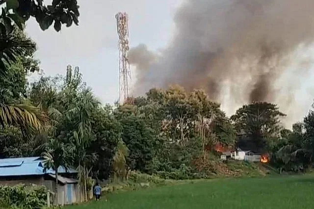 Houses and shops were burnt at Dighinala in Khagrachhari on 20 September, 2024.