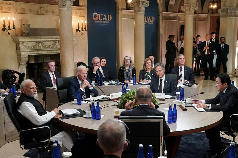 US President Joe Biden, Japan's Prime Minister Fumio Kishida, Australia's Prime Minister Anthony Albanese, India's Prime Minister Narendra Modi and US Secretary of State Antony Blinken meet at the Quad leaders summit in Claymont, Delaware, US, 21 September 2024.