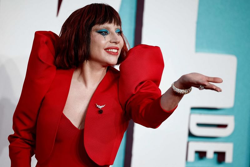 US singer-songwriter and actor Lady Gaga poses on the red carpet upon arrival to attend the the UK premiere of 'Joker: Folie À Deux', in central London, on 25 September, 2024.