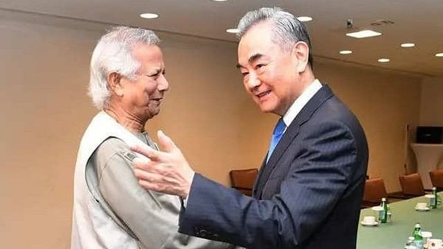 Chinese foreign minister Wang Yi meets interim government’s chief adviser Dr. Muhammad Yunus on the sidelines of the ongoing United Nations General Assembly at the UN headquarters in New York on 26 September 2024