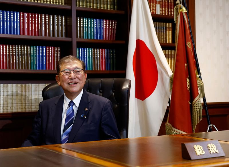 Shigeru Ishiba, the newly elected leader of Japan’s ruling party, the Liberal Democratic Party (LDP) poses in the party leader’s office after the LDP leadership election, in Tokyo, Japan on 27 September 2024