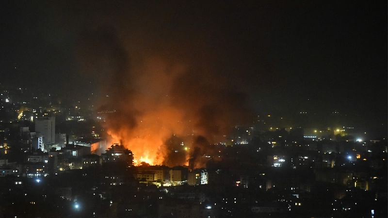 Smoke billows from the site of an Israeli airstrike that targeted a neighborhood in Beirut’s southern suburb early on 28 September, 2024