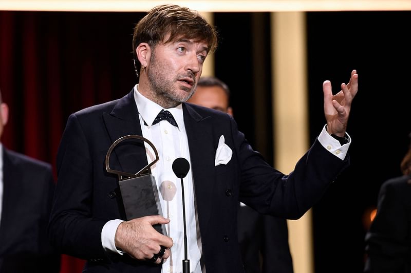 Spanish director Albert Serra delivers a speech after receiveing the 'Concha de Oro' (Golden Shell) for best film award for 'Tardes de Soledad / Afternoons of Solitude' during the 72nd San Sebastian Film Festival closing ceremony in the northern Spanish Basque city of San Sebastian on 28 September, 2024.