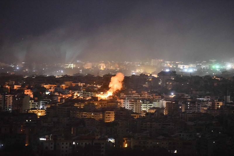 Smoke rises from the site of an Israeli airstrike that targeted a neighborhood in Beirut’s southern suburb early on 1 October 2024