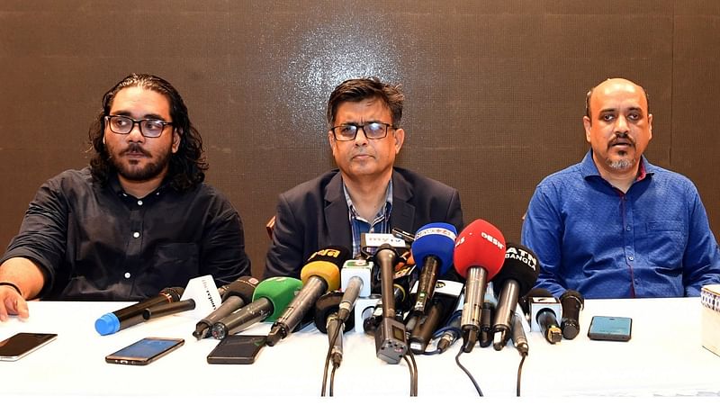 Chief adviser’s press secretary Shafiqul Alam (M) briefs a press conference at the Foreign Service Academy in Dhaka on 30 September 2024