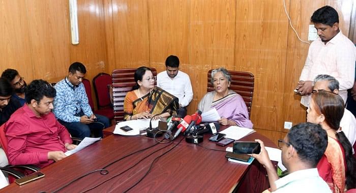 Adviser Sharmeen Soneya Murshid speaks at a press conference at the on 3 October, 2024.