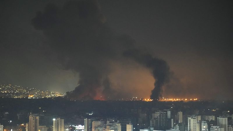 Smoke rises after an Israeli airstrike targeting an area in Beirut’s southern suburb late on 3 October, 2024